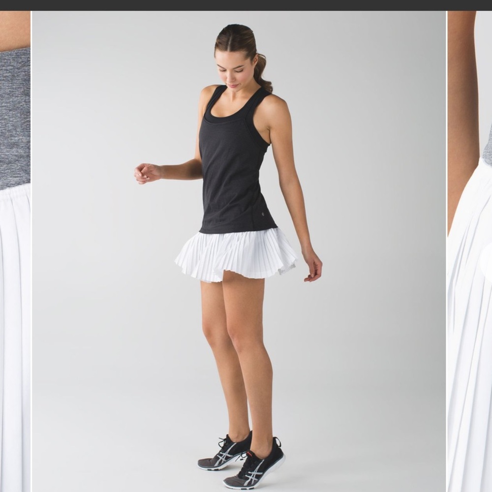 Lululemon pleat to street white grey skirt 8